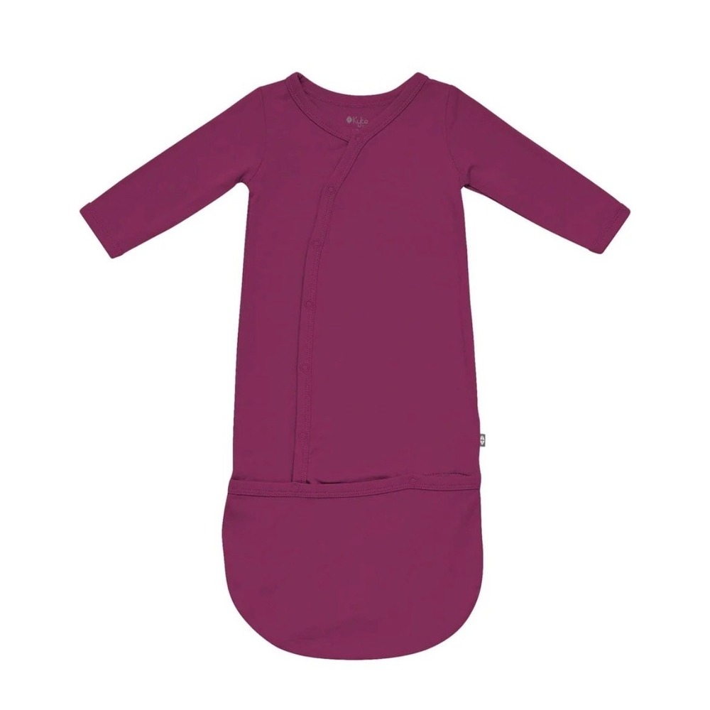 Kyte Baby Bamboo Knotted Gown Plum Purple Long Sleeve Sleep Sack 3-6 Months